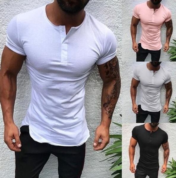 

european and american outer tube short sleeve solid color shirt shirt male t-shirt, White;black