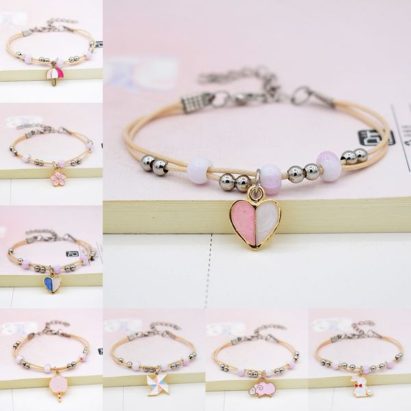 

2020ceramic bracelet pendant small fresh cartoon animals student umbrella love jewelry gift drip new woven bracelet