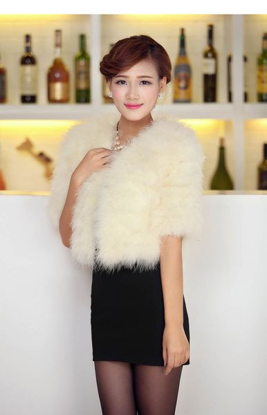 

real natural turkey fur vest ivory bolero white wedding wrap shawl ostrich shrug vest waistcoat bridal jacket coat accessories y190926, Black;brown