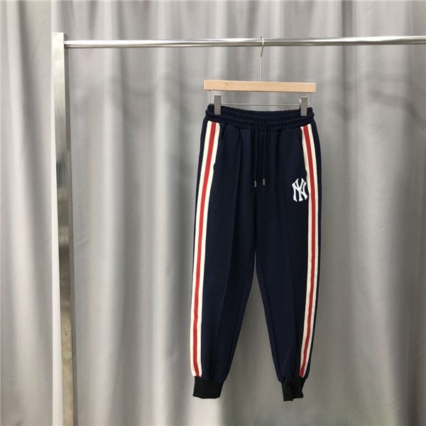 

luxurious italy brands design gc x ny long pants terry trousers all-match fashion ribbon logos hip-hop high streetwear cool sports trousers, Black;green