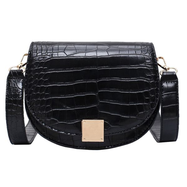 

191217 ivog new arrival everyday ladies small black messenger crossbody handbag geometric saddle bags for women 2019