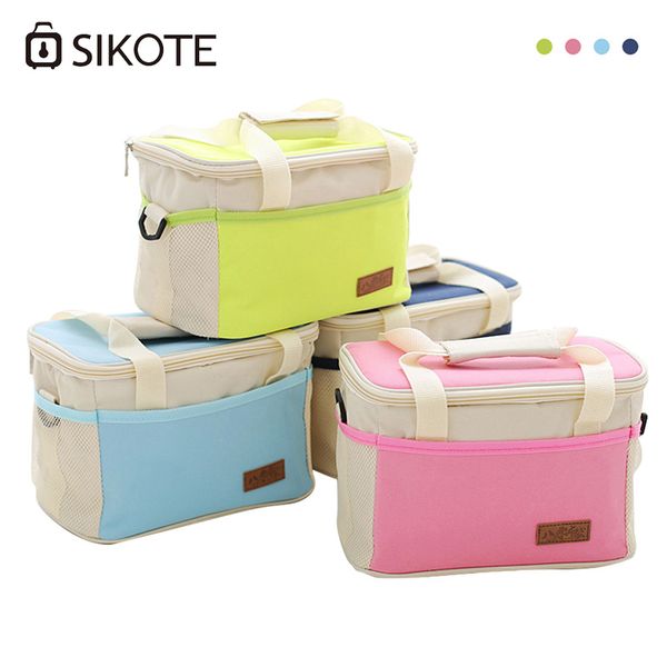 

sikote 2018 new lunch bag portable insulation refrigerated oxford thermal bags handbag waterproof ice pack shoulder bag, Blue;pink