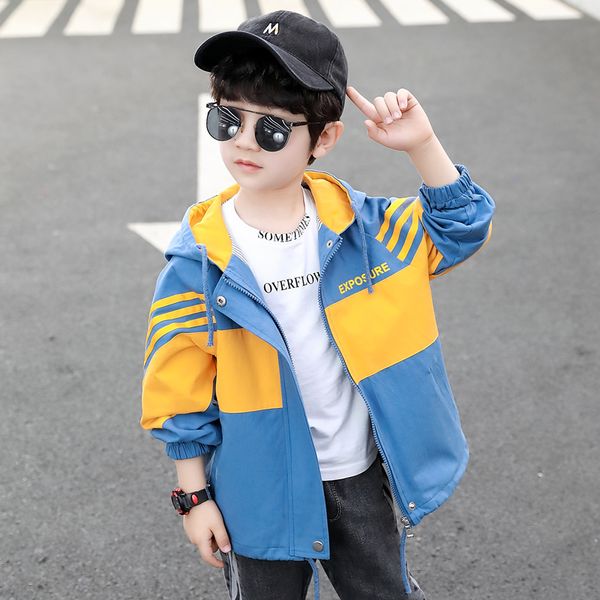 

новые детские письма с капюшоном пальто 2-13 лет baby boy одежда с длинным рукавом куртки мода весна и осень детская одежда, Blue;gray