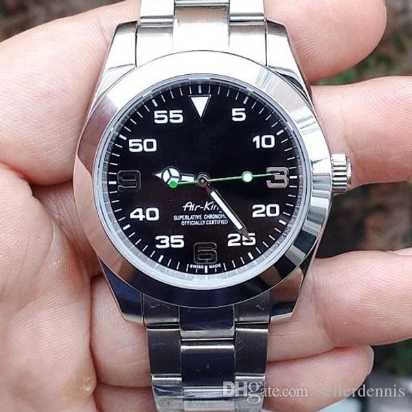 

2019 luxury selling air king stainless steel sapphire glass mirror automatic mechanical mens watch wristwatches, Slivery;brown
