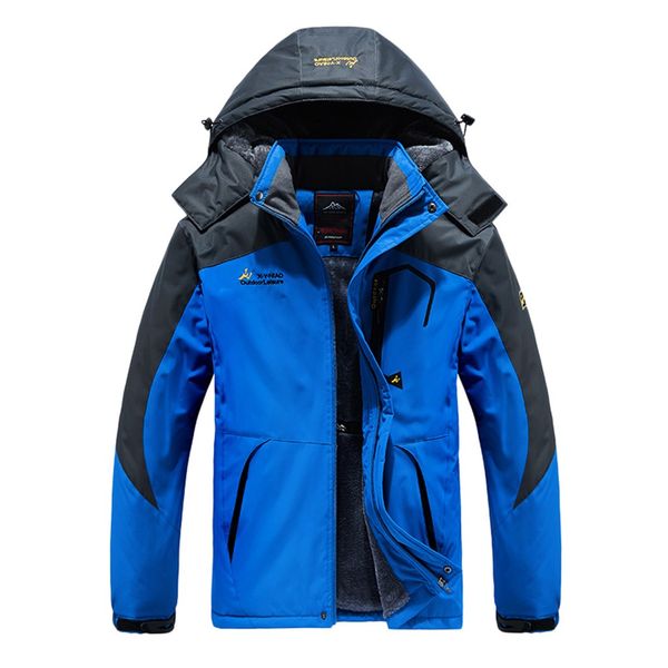 

hiking jacket mens waterproof hoodie waterproof detachable breathable sport outdoor coat winter jacket, Blue;black