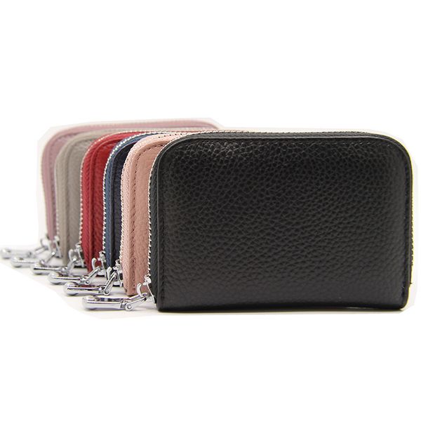 

card holders wallet genuine leather male business rfid cards wallet high capacity female credit card holders purses, Red;black