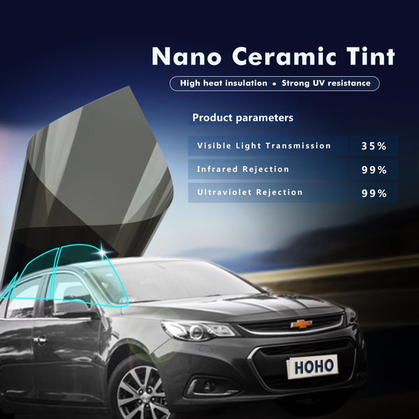 

vlt 35% auto car side window tint film anti uv heat resist nano ceramic privacy residential vinyl 60"x100ft(1.52x30m