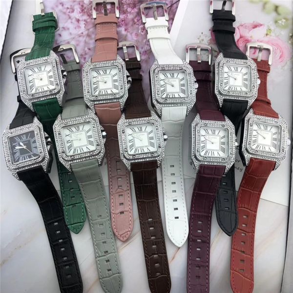 

brand car ballon luxury watches lady silver leather strap watches diamond wristwatch womens bracelet designer watch multicolor drop cr01, Slivery;brown
