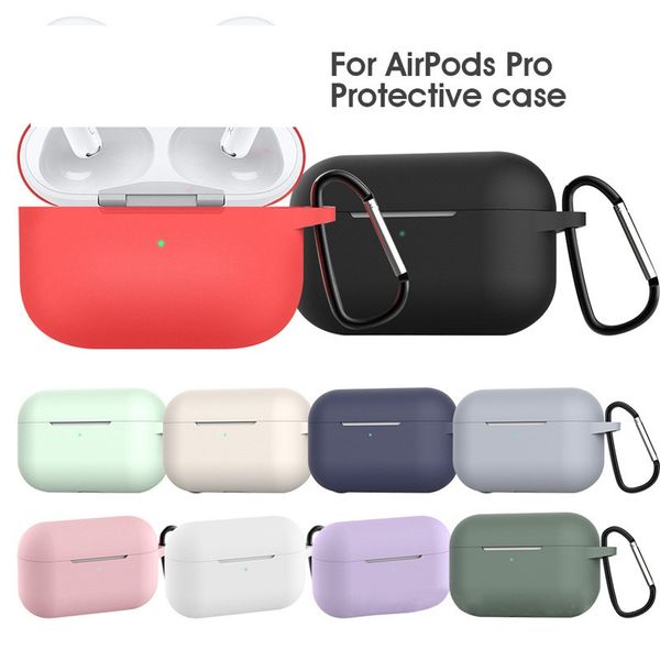 

for apple airpods pro 2019 wireless bluetooth headphone case silicone protective earphone skin cover charging box bag with hook