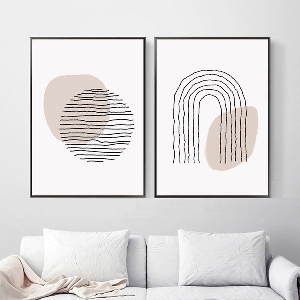 

line art радуга вс абстрактной живописи минималистский wall art print block плакаты и печать нейтральная плакат на стене рисунок home decor