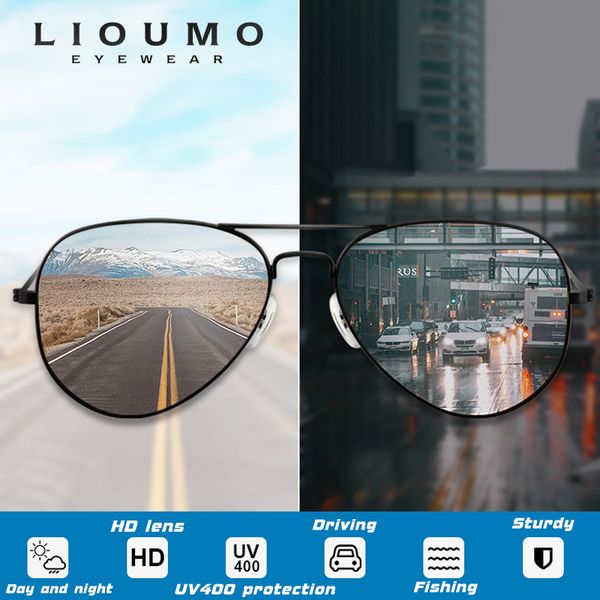 

classic pchromic pilot hd sunglasses men polarized discoloration women sun glasses outdoor driving uv400 zonnebrillen heren, White;black