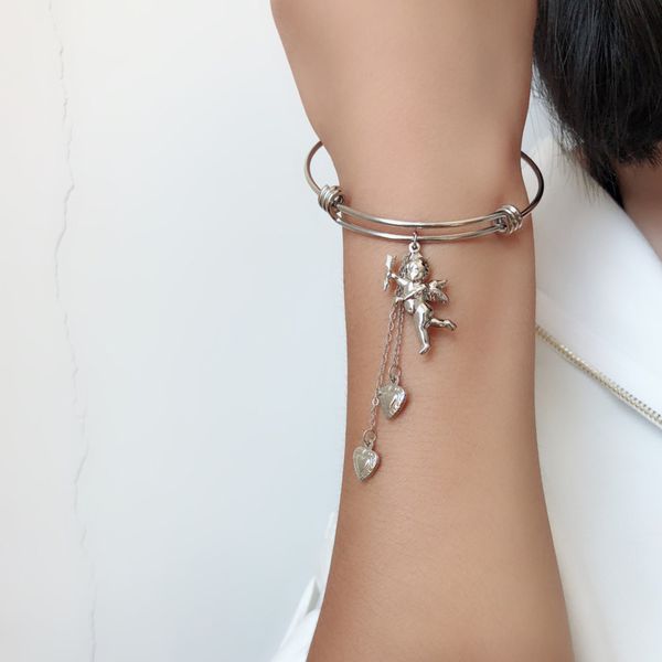 

vintage angel cupid handmade love cool girl bracelet disco jewelry, Black