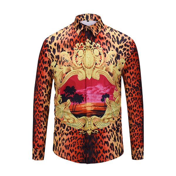 

мужская дизайнерская осенняя рубашка с длинным рукавом 3d печатный стенд воротник длинная подкладка рубашка slim fit, White;black