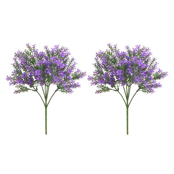 

2x 6-branch 48 twigs fake four leaf plant home garden decor purple