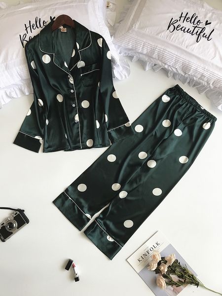 

green spring new long sleeve shirt+pants print women pajamas set home wear casual 2pcs sleepwear rayon satin nightwear -xl, Blue;gray