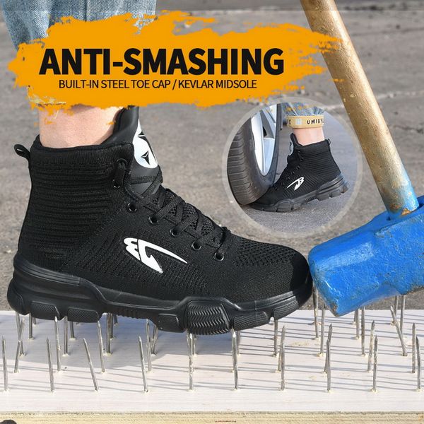 

laamei labor insurance shoes sandals men's summer light breathable safety shoes casual non-slip men's work boots, Black