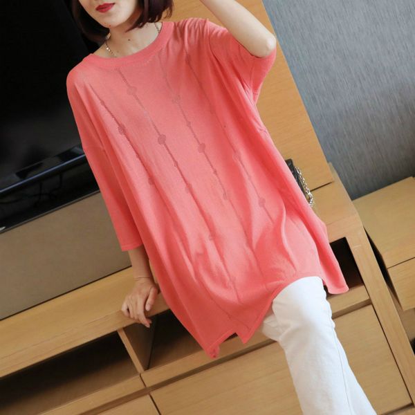 

women's sweaters spring summer women red knitted sweater 2021 thin casual loose pullover womans three quarter elasticity ladies, White;black