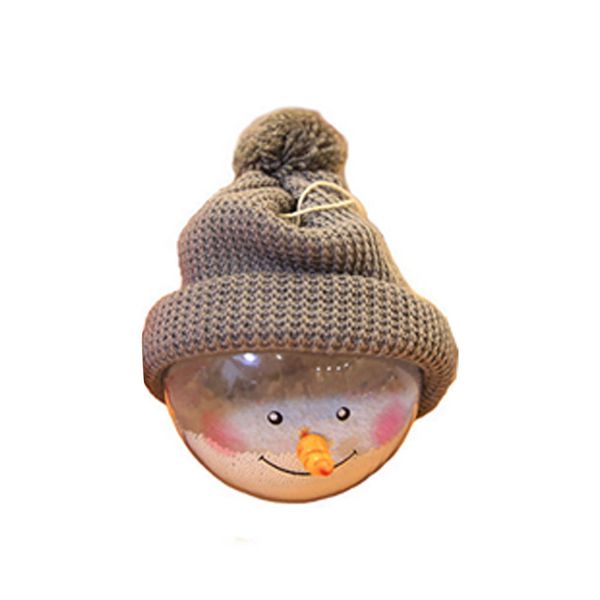 

christmas snowman ball plastic clear snowman doll round ball with gray hat christmas tree pendant ornament grey
