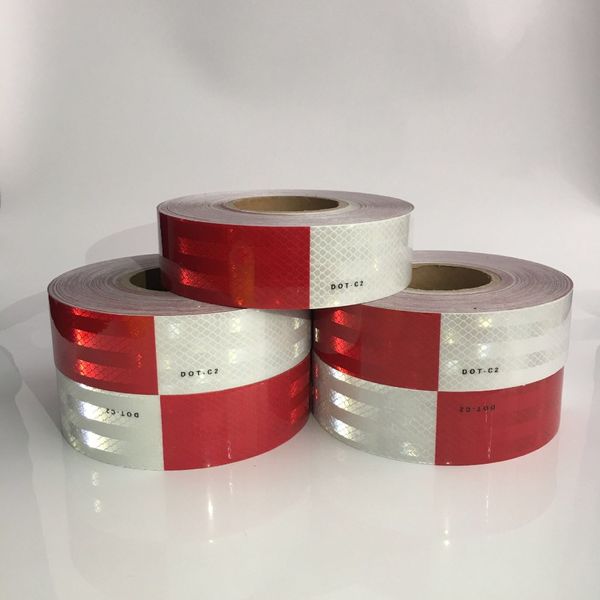 

5cm*45m red white truck traffic signal supestrong grade pet reflective sticker selfadhesive warning safety tape highstrength reflector film