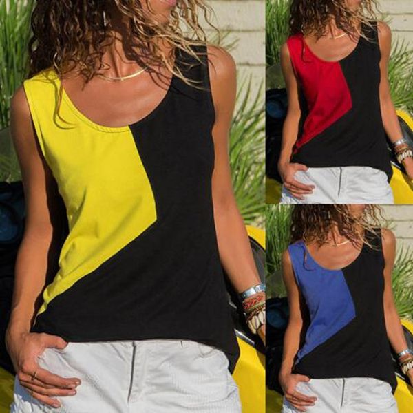 

vest t-shirt female stitching sleeveless collar female, White