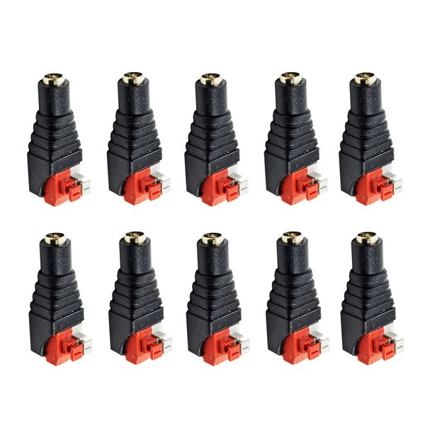 

10 pieces 12v female 5.5mm x 2.1mm dc power jack plug adapter connector for camera