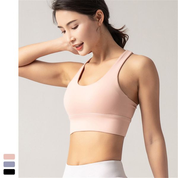 

women's sports push-ups seamlessly adjustable back buckle sports bra outdoor running yoga bra running shockproof, White;black