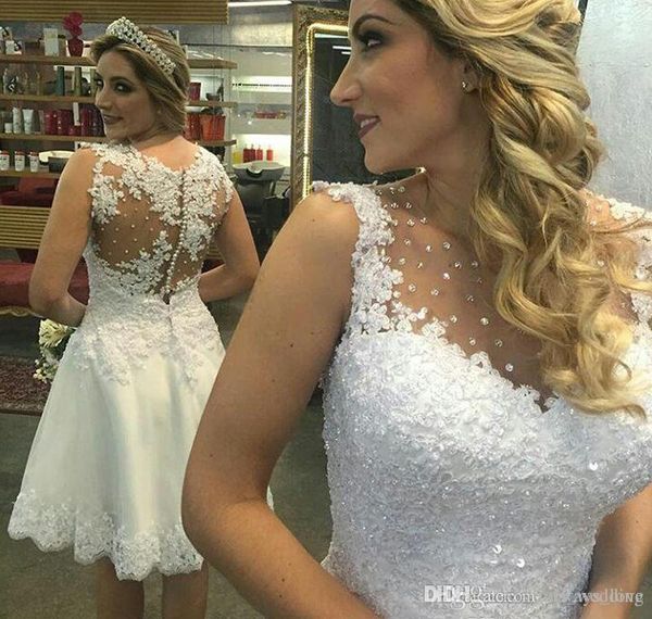 Discount 2019 Beautiful Sleeveless Wedding Dress Princess Knee