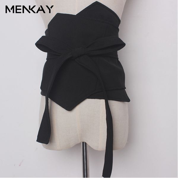 

menkay] 2018 women waistband cummerbunds adjustable waist new fashion ladies clothing accessories woman wide belts waist, Black;brown