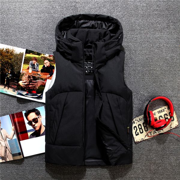 

2019 new arrival brand men sleeveless jacket winter ultralight white duck down vest male slim vest 518 m-3xl, Black