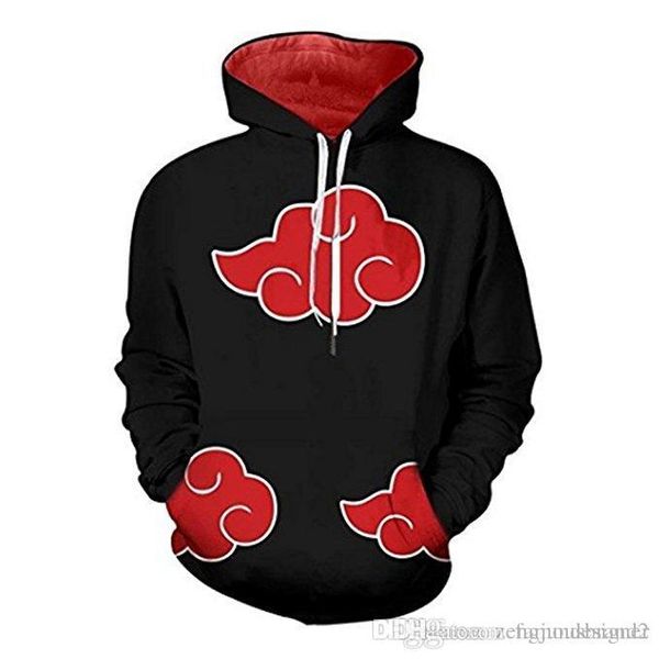 

mens anime naruto 3d print designer hoodie autumn hooded spring casual sweatshirt, Black