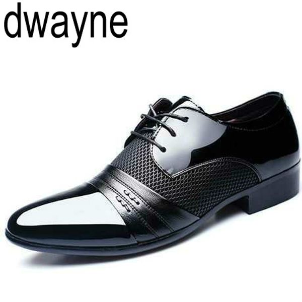 

hollow outs breathable men formal shoes pointed toe patent leather oxford shoes for men dress business ghn78, Black