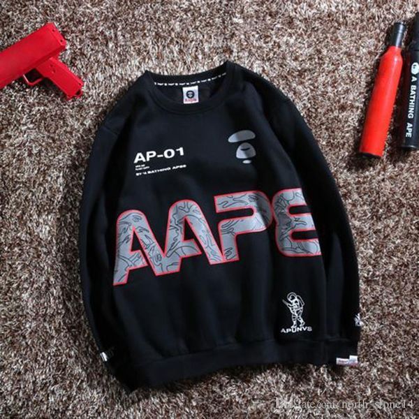 

aape 19 new fashion mens hoodies mens long sleeves fashion casual hoodies aape mens designer sweatshirt black m-2xl