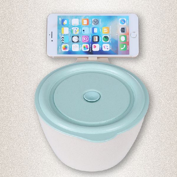 

japanese style wheat fiber bowls with stand rack for mobile phone 3 colors cell phone holder ramen bowls tableware with lids