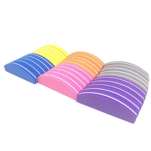 

10 pcs mix color moon shape nail file sponge nagel vijl buffer limas para unhas 100/180 nail files set manicure tools