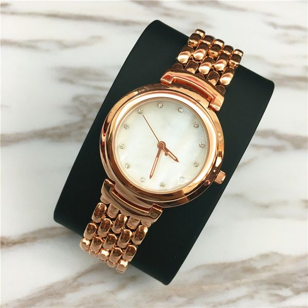 

new style fashion women watch rose gold stainless steel nice lady watch luxury wristwatch lady clock casual shell face, Slivery;brown