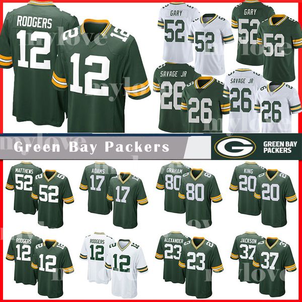 

green bay 12 aaron rodgers 26 bay packer 80 graham 20 kevin king 52 matthews 17 adams 23 alexander 37 jackson 4 favre jerseys, Black;red