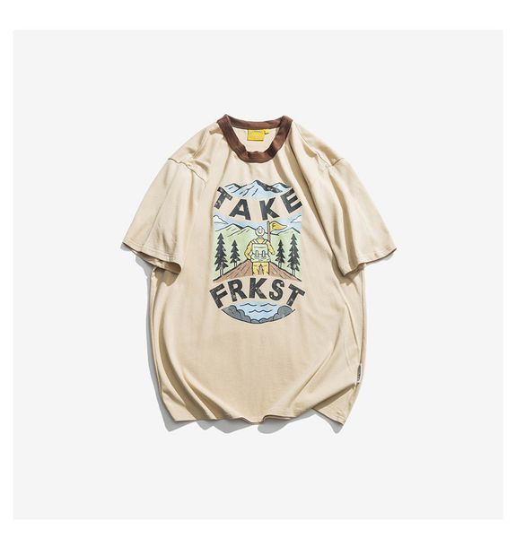 

backpackers печать мужские рубашки творческий хлопок соответствующего цвета нейтральные древние лето новый стиль моды с коротким рукавом, White;black