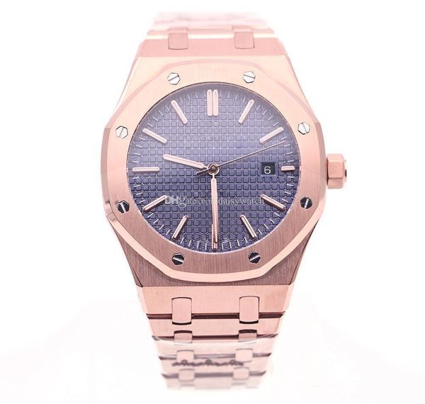 

высокое качество розовое золото синий циферблат высокого качества Royal Oak мужчины