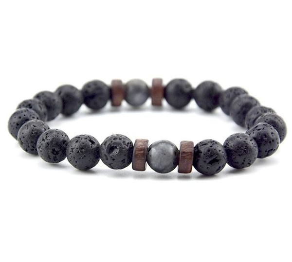 

8mm volcanic stone wooden beads bracelet natural stone bracelet energy bracelet gb967, Black