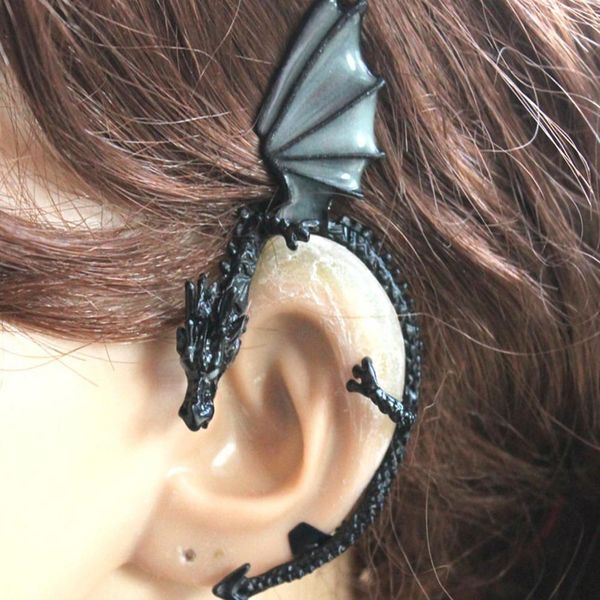 

1pc women earrings punk luminous dragon shape clip earrings ear cuff clip earring no piercing jewelry new chic vintage, Silver