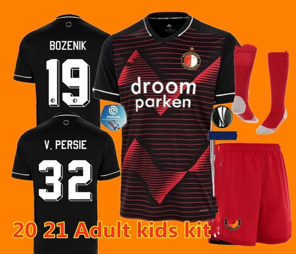 

s-3xl 20 21 kids feyenoord home soccer jerseys full set 2020 2021 child v.persie jorgensen berghuis vilhena football kit shirt, Black;yellow