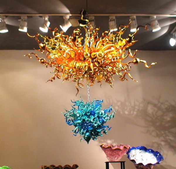 

tiffany style mouth blown glass chandelier lightings high ceiling decoration blown glass pendant lights for ktv decor
