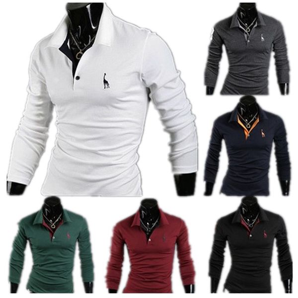 

aliexpress deer embroidered long sleeve polo shirt men polo europe and america casual men's, White;black