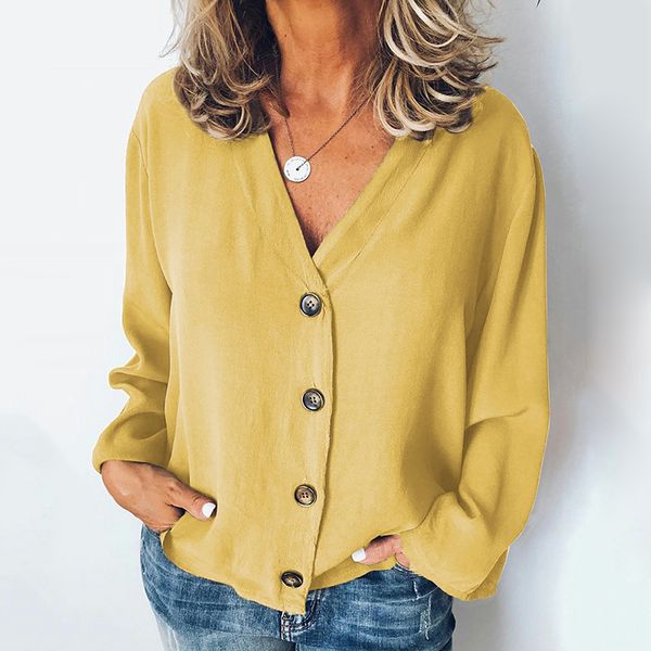 

women's ladies autumn sweater fashion baggy shirt slim fit blouse button down v-neck single-breasted coat, Black;brown