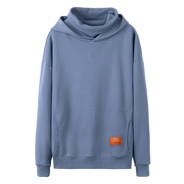 

men's autumn new stand collar hooded men's fashion trend simple wild casual hoodie, Black