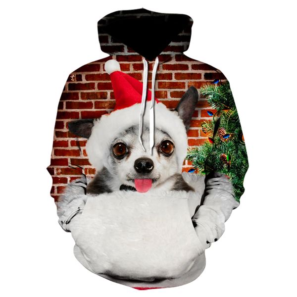 

dog cat gift printed hoodies men/women streetwear hooded sweatshirts merry christmas pullover hoodies funny 3d hoodie, Black