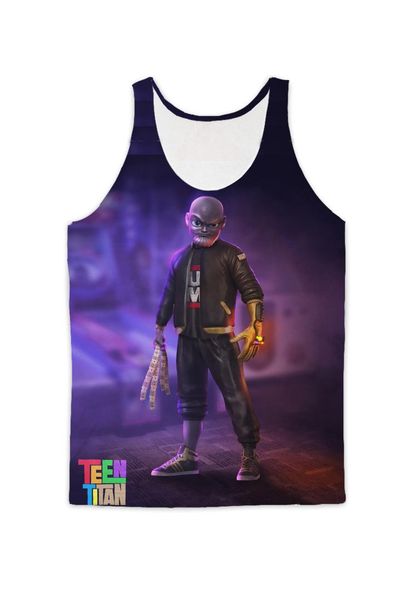 

real american size teen titan 3d sublimation print tank - plus size, White;black