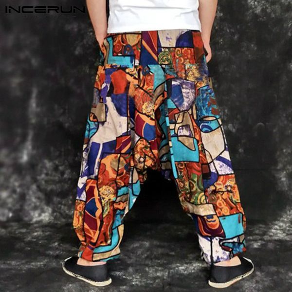 

2019 men harem pants casual pants trousers wide legs baggy loose vintage joggers elastic waist fitness wide legs pantalon hombre, Black