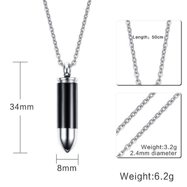 

fxm vee9 stainless steel necklace sell popular single women 34mm bullet color bullet usa style lover gift women jewelry, Silver