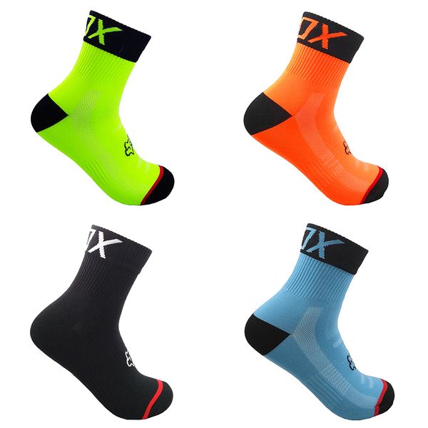 

4 color fashion cycling socks brand bicycle socks men women professional breathable sports basketball, Black